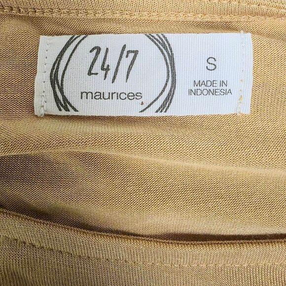 Maurices 24/7 Small Mustard Gray Stripe Tunic Top Women’s S - Picture 4 of 6